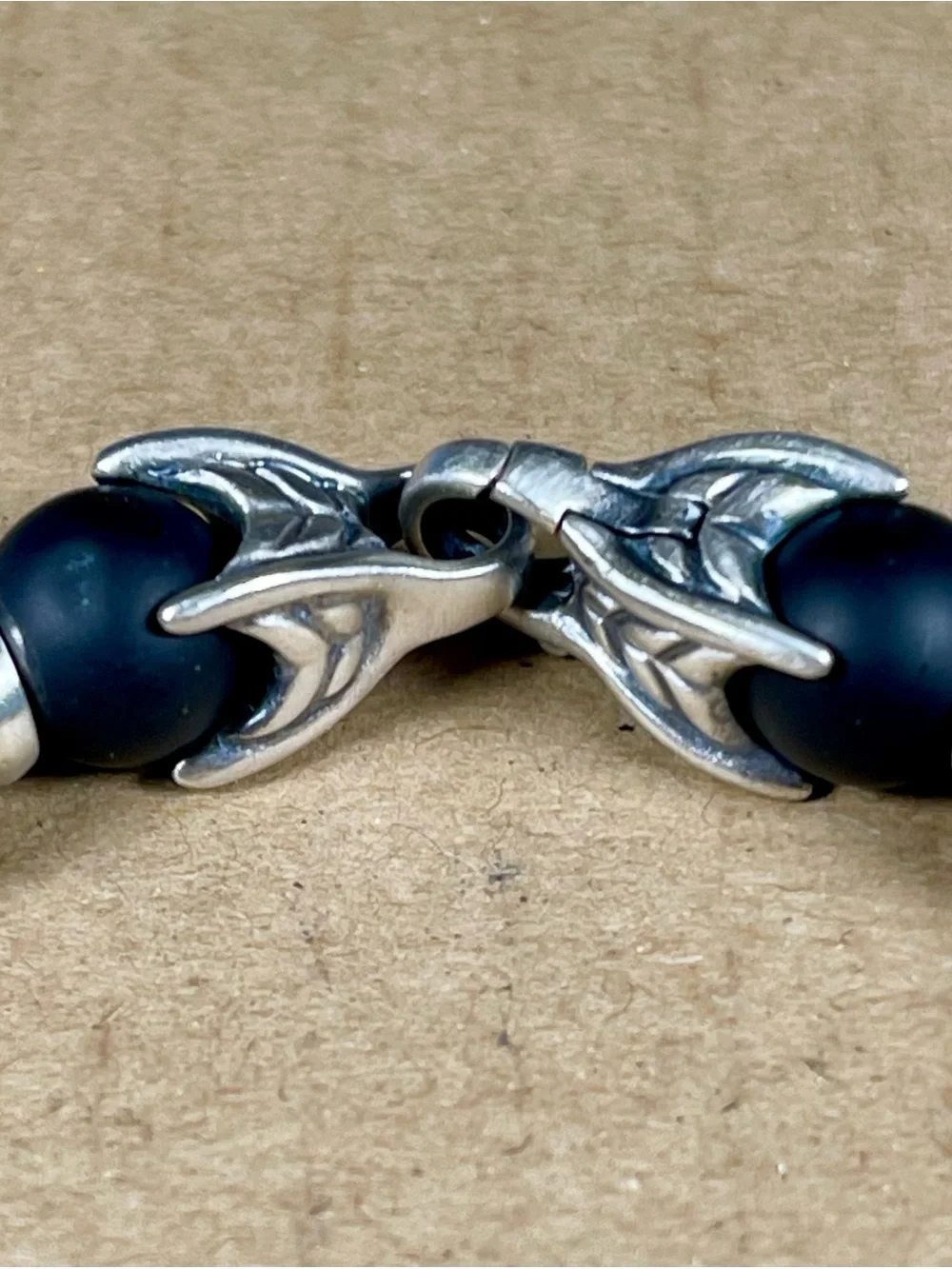 David Yurman spiritual beads bracelet sterling silver with black ónix, 8mm.